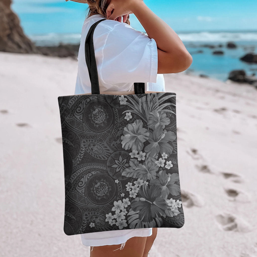 Pauli Hawai'i Hibiscus Tote Bag Polynesian Tribal Tattoo Pattern Floral Elements