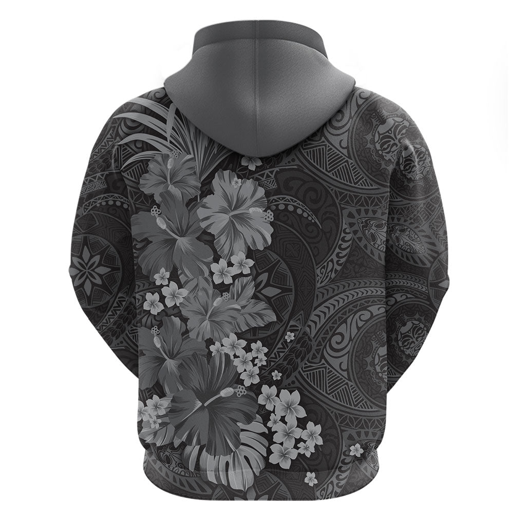 Pauli Hawai'i Hibiscus Zip Hoodie Polynesian Tribal Tattoo Pattern Floral Elements