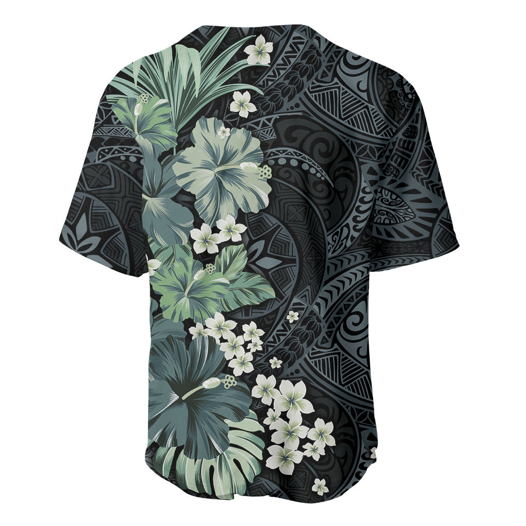 Pauliuli Hawai'i Hibiscus Baseball Jersey Polynesian Tribal Tattoo Pattern Floral Elements