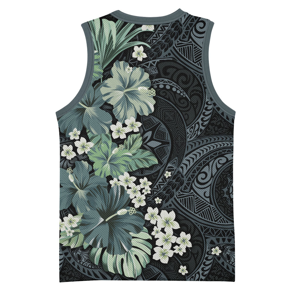 Pauliuli Hawai'i Hibiscus Basketball Jersey Polynesian Tribal Tattoo Pattern Floral Elements