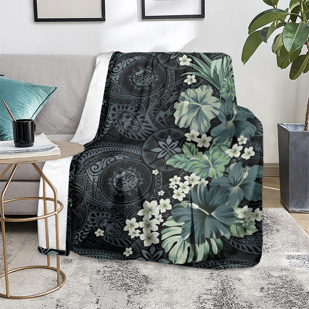 Pauliuli Hawai'i Hibiscus Blanket Polynesian Tribal Tattoo Pattern Floral Elements