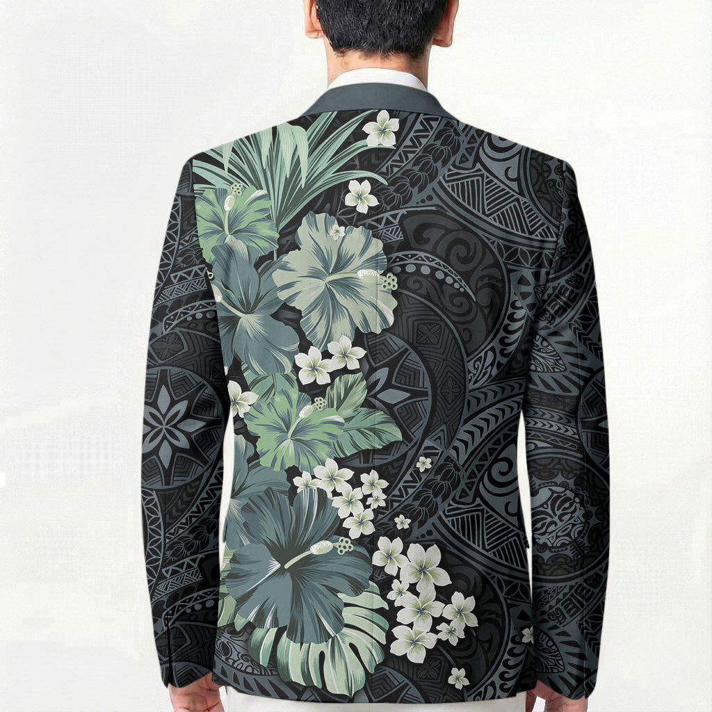 Pauliuli Hawai'i Hibiscus Blazer Polynesian Tribal Tattoo Pattern Floral Elements