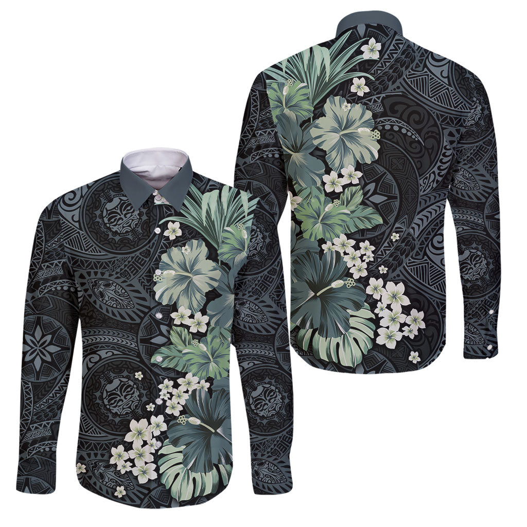 Pauliuli Hawai'i Hibiscus Family Matching Tank Maxi Dress and Hawaiian Shirt Polynesian Tribal Tattoo Pattern Floral Elements