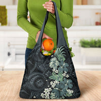 Pauliuli Hawai'i Hibiscus Grocery Bag Polynesian Tribal Tattoo Pattern Floral Elements