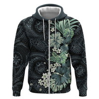 Pauliuli Hawai'i Hibiscus Hoodie Polynesian Tribal Tattoo Pattern Floral Elements