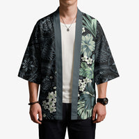Pauliuli Hawai'i Hibiscus Kimono Polynesian Tribal Tattoo Pattern Floral Elements