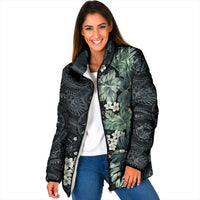 Pauliuli Hawai'i Hibiscus Padded Jacket Polynesian Tribal Tattoo Pattern Floral Elements