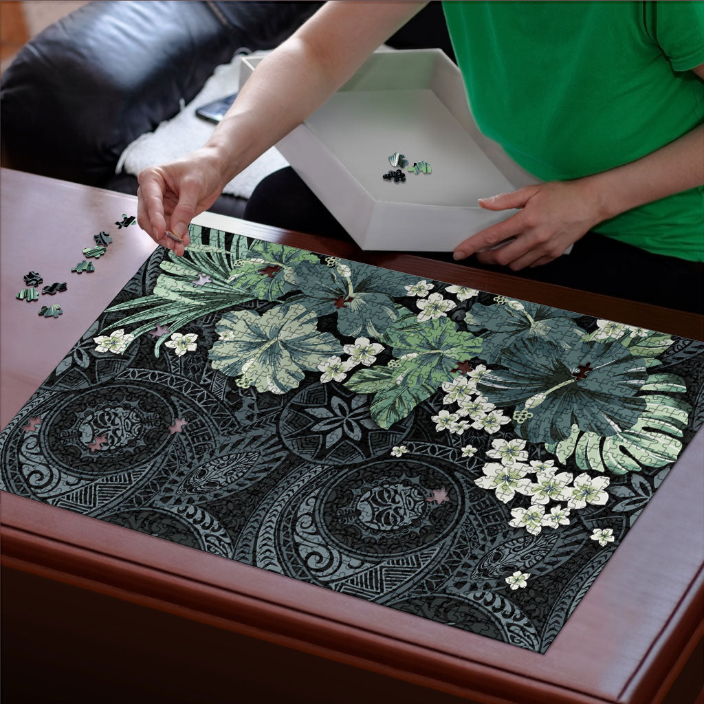 Pauliuli Hawai'i Hibiscus Puzzle Polynesian Tribal Tattoo Pattern Floral Elements