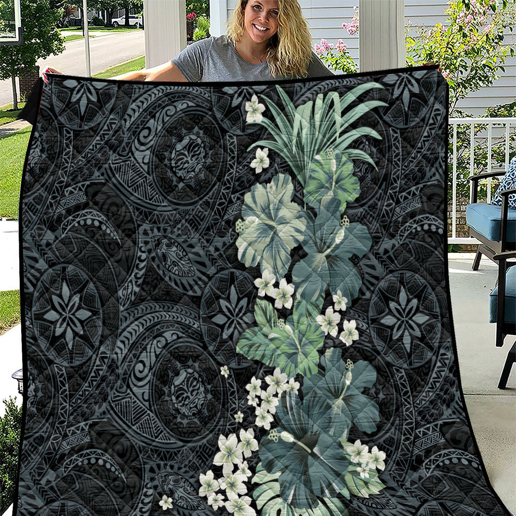 Pauliuli Hawai'i Hibiscus Quilt Polynesian Tribal Tattoo Pattern Floral Elements