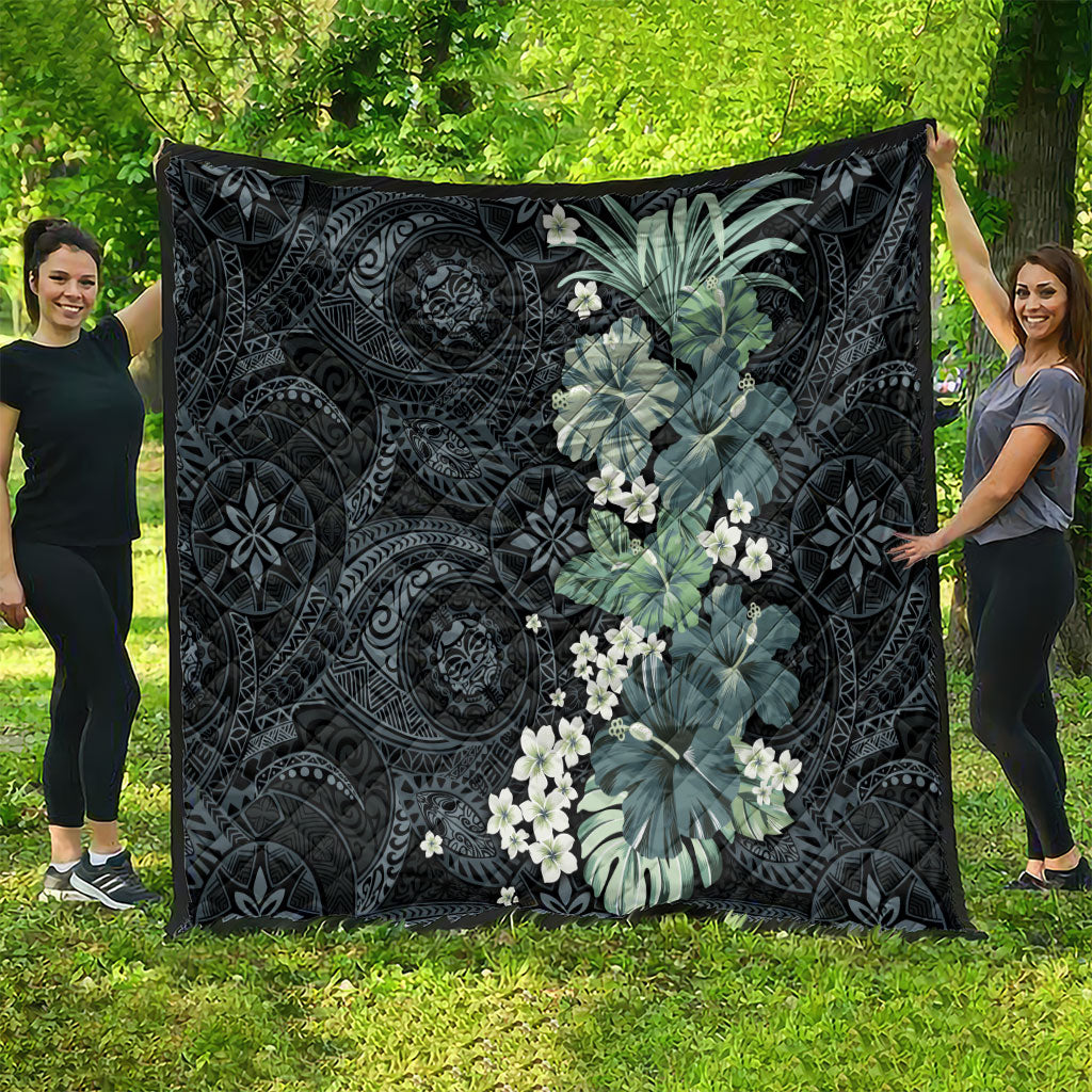Pauliuli Hawai'i Hibiscus Quilt Polynesian Tribal Tattoo Pattern Floral Elements