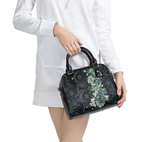 Pauliuli Hawai'i Hibiscus Shoulder Handbag Polynesian Tribal Tattoo Pattern Floral Elements