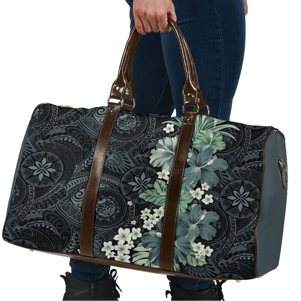 Pauliuli Hawai'i Hibiscus Travel Bag Polynesian Tribal Tattoo Pattern Floral Elements