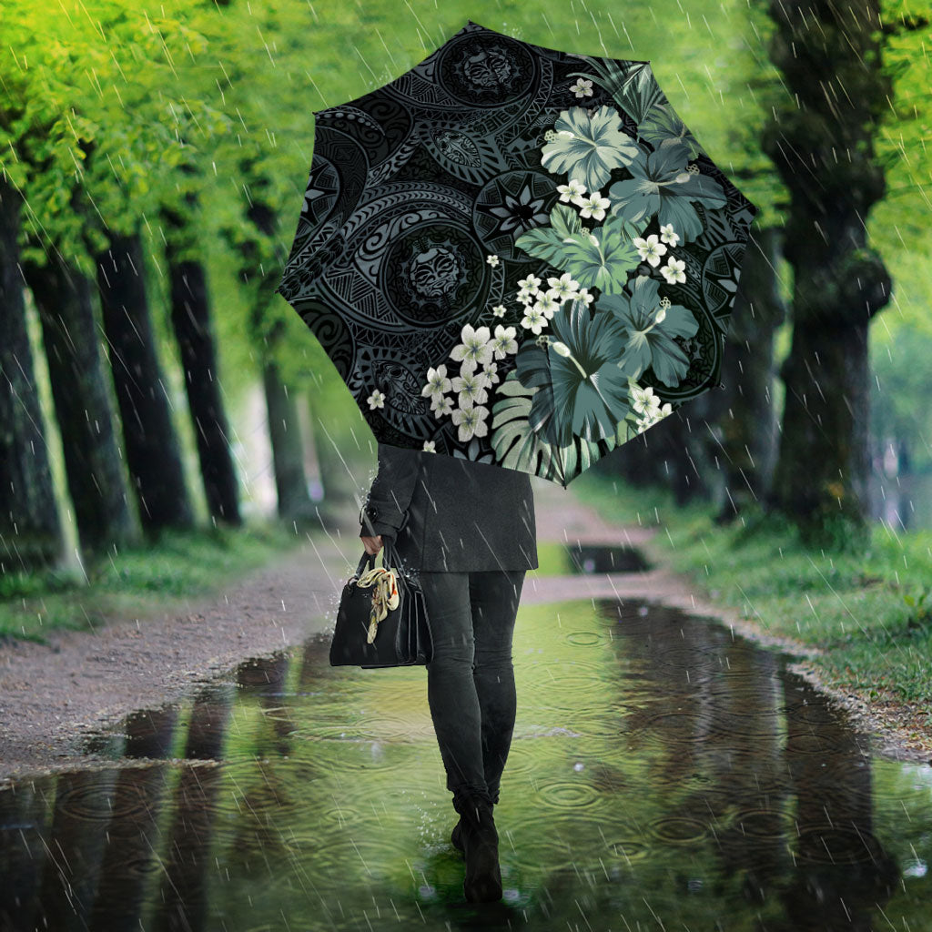 Pauliuli Hawai'i Hibiscus Umbrella Polynesian Tribal Tattoo Pattern Floral Elements