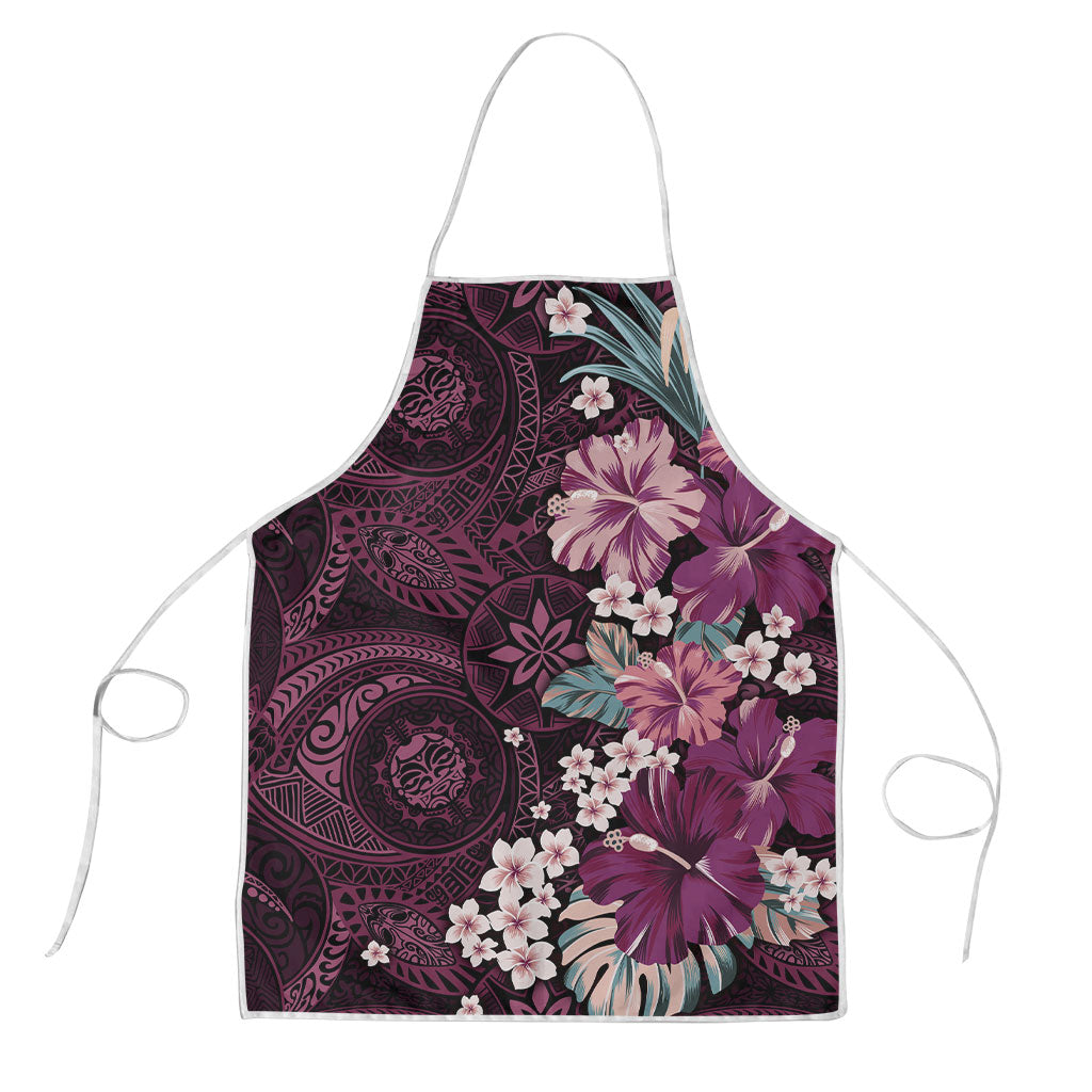 Poni Mama Hawai'i Hibiscus Apron Polynesian Tribal Tattoo Pattern Floral Elements