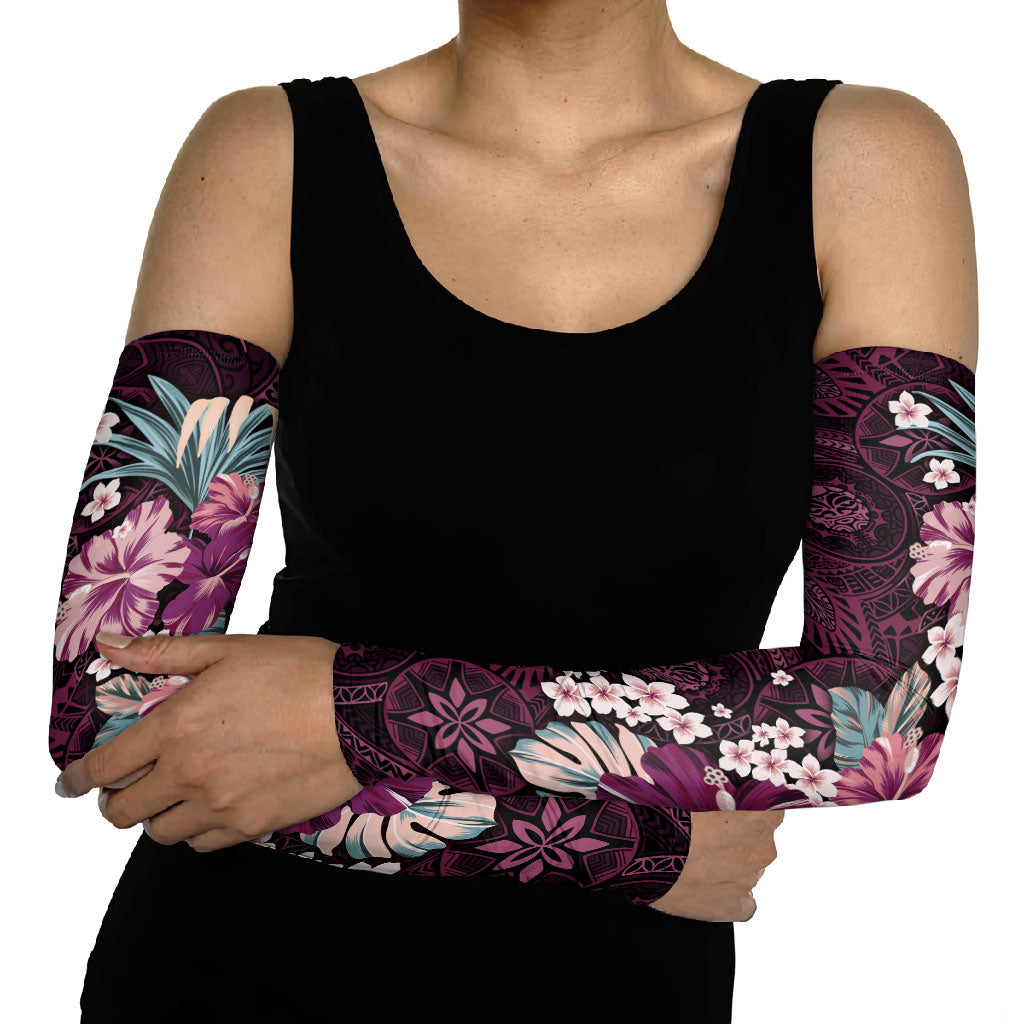 Poni Mama Hawai'i Hibiscus Arm Sleeves Polynesian Tribal Tattoo Pattern Floral Elements