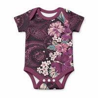 Poni Mama Hawai'i Hibiscus Baby Onesie Polynesian Tribal Tattoo Pattern Floral Elements LT9 Pink - Polynesian Pride