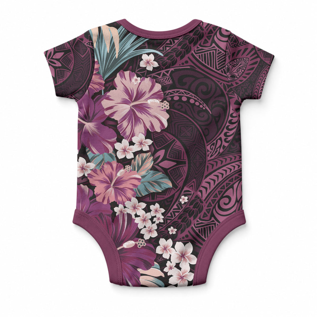 Poni Mama Hawai'i Hibiscus Baby Onesie Polynesian Tribal Tattoo Pattern Floral Elements LT9 - Polynesian Pride