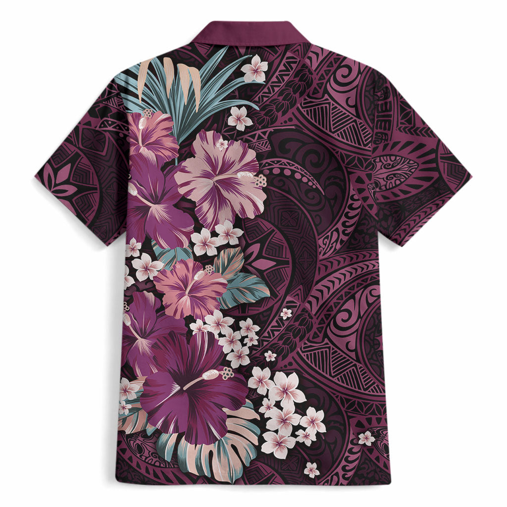 Poni Mama Hawai'i Hibiscus Hawaiian Shirt Polynesian Tribal Tattoo Pattern Floral Elements