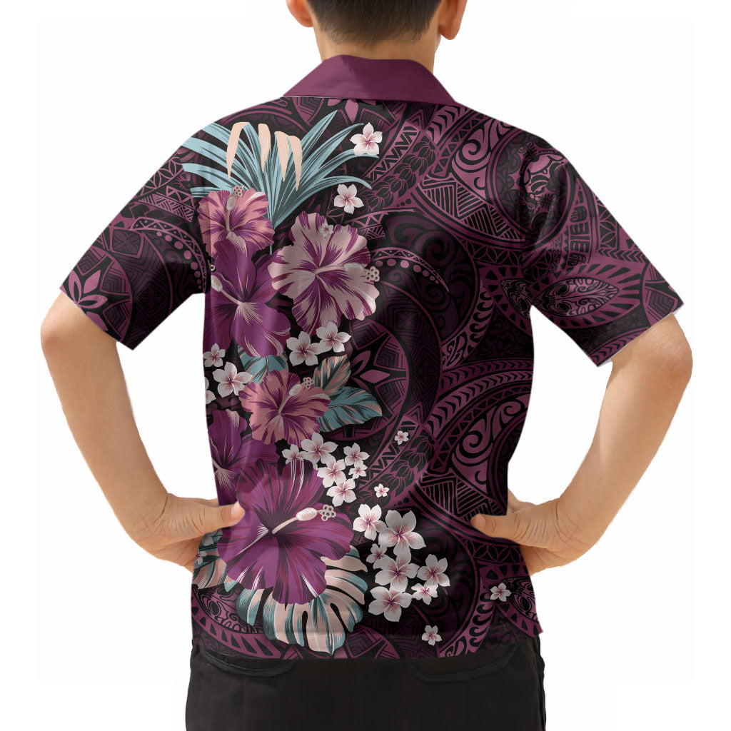 Poni Mama Hawai'i Hibiscus Hawaiian Shirt Polynesian Tribal Tattoo Pattern Floral Elements