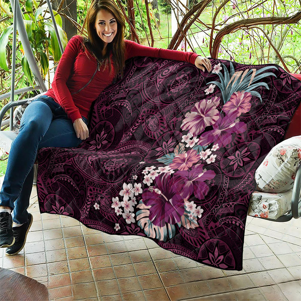 Poni Mama Hawai'i Hibiscus Quilt Polynesian Tribal Tattoo Pattern Floral Elements