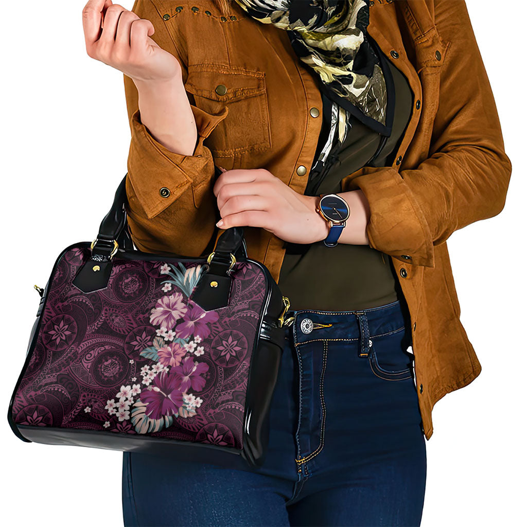 Poni Mama Hawai'i Hibiscus Shoulder Handbag Polynesian Tribal Tattoo Pattern Floral Elements