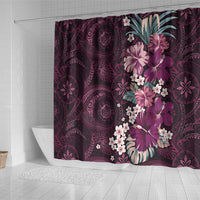 Poni Mama Hawai'i Hibiscus Shower Curtain Polynesian Tribal Tattoo Pattern Floral Elements