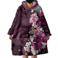 Poni Mama Hawai'i Hibiscus Wearable Blanket Hoodie Polynesian Tribal Tattoo Pattern Floral Elements