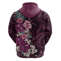 Poni Mama Hawai'i Hibiscus Zip Hoodie Polynesian Tribal Tattoo Pattern Floral Elements