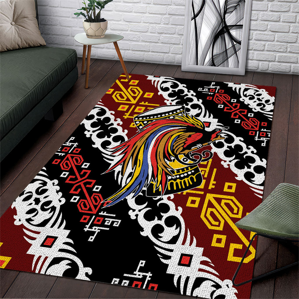 Papua New Guinea Bird Drum Area Rug Papuan Batik Motif
