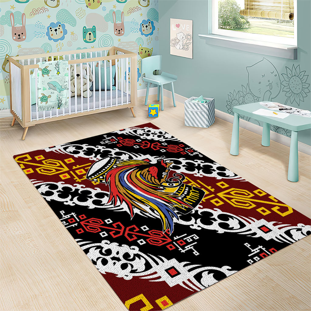 Papua New Guinea Bird Drum Area Rug Papuan Batik Motif