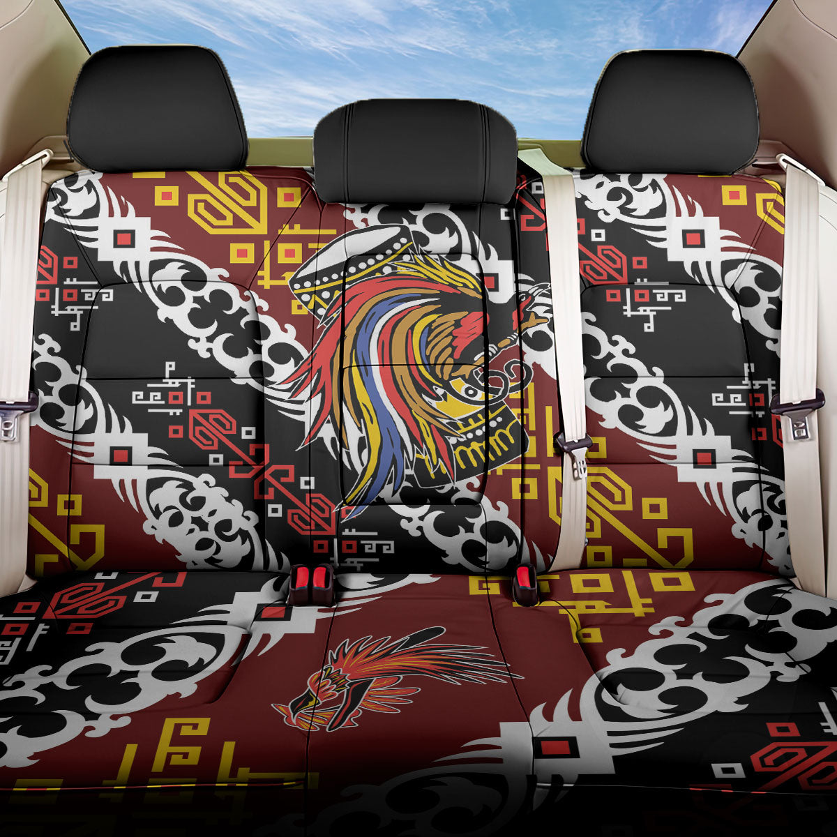 Papua New Guinea Bird Drum Back Car Seat Cover Papuan Batik Motif