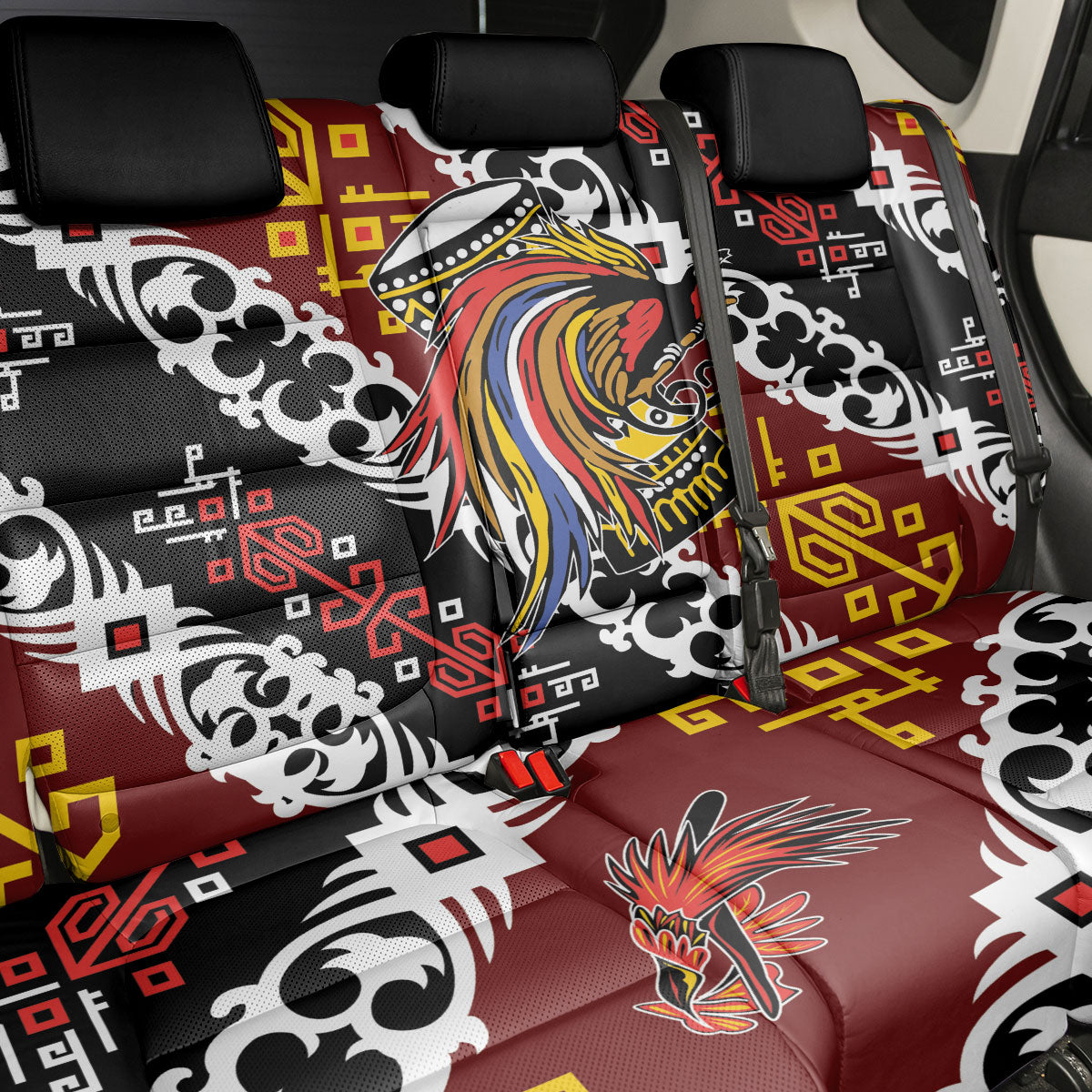 Papua New Guinea Bird Drum Back Car Seat Cover Papuan Batik Motif