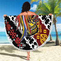 Papua New Guinea Bird Drum Beach Blanket Papuan Batik Motif