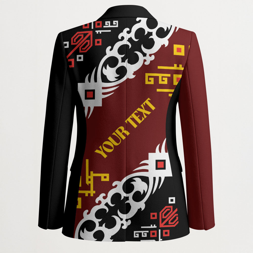 Personalised Papua New Guinea Bird Drum Blazer Papuan Batik Motif