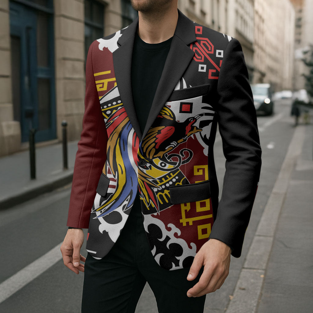 Personalised Papua New Guinea Bird Drum Blazer Papuan Batik Motif
