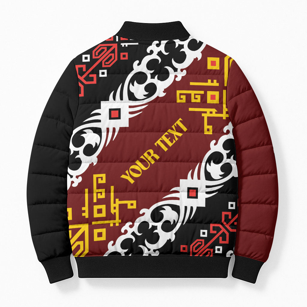 Personalised Papua New Guinea Bird Drum Bomber Puffer Jacket Papuan Batik Motif
