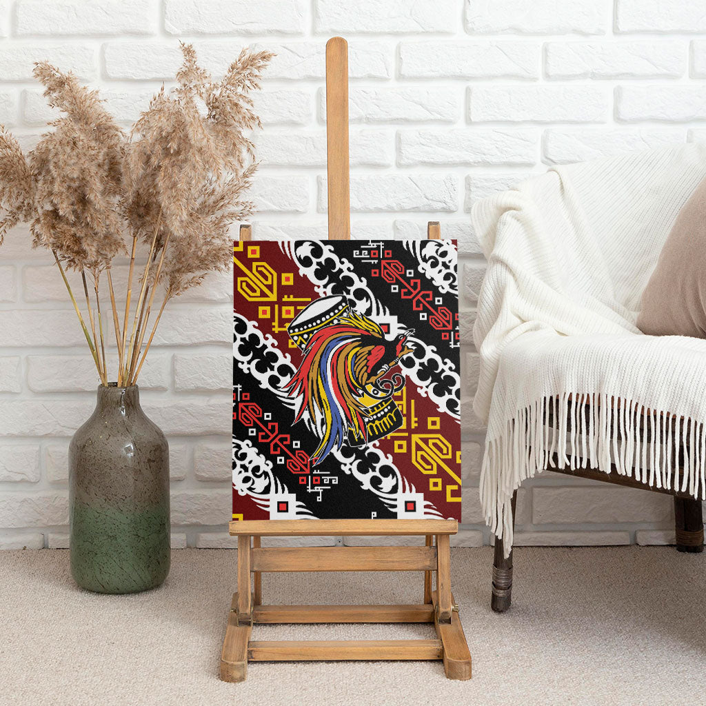 Papua New Guinea Bird Drum Canvas Wall Art Papuan Batik Motif
