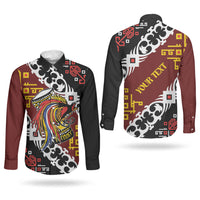 Personalised Papua New Guinea Bird Drum Couples Matching Short Sleeve Bodycon Dress and Long Sleeve Button Shirt Papuan Batik Motif