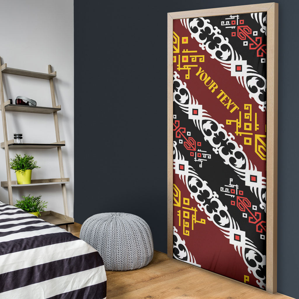 Personalised Papua New Guinea Bird Drum Door Cover Papuan Batik Motif