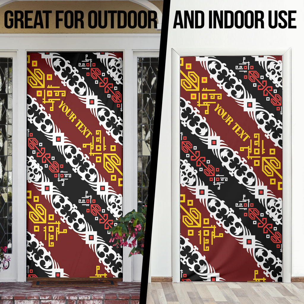Personalised Papua New Guinea Bird Drum Door Cover Papuan Batik Motif