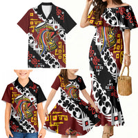 Personalised Papua New Guinea Bird Drum Family Matching Mermaid Dress and Hawaiian Shirt Papuan Batik Motif