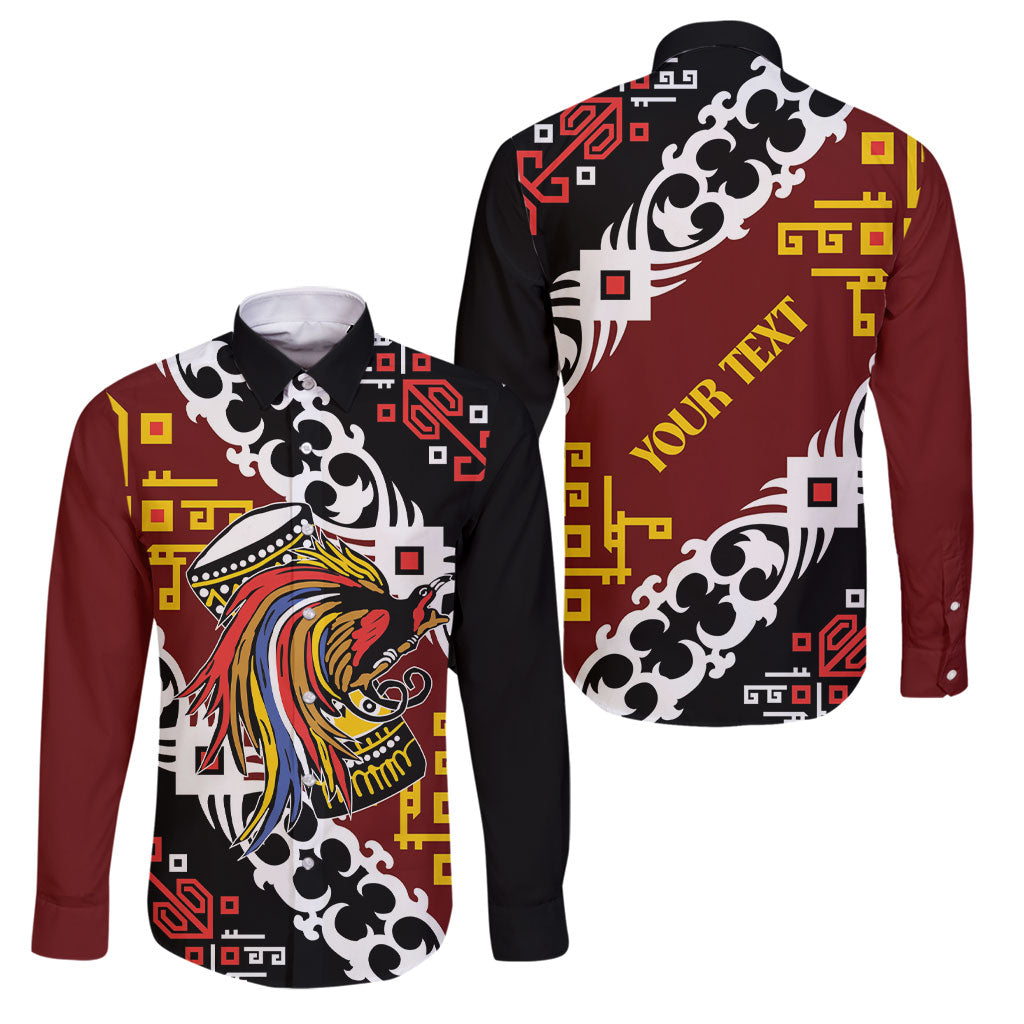 Personalised Papua New Guinea Bird Drum Family Matching Off Shoulder Maxi Dress and Hawaiian Shirt Papuan Batik Motif