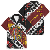 Personalised Papua New Guinea Bird Drum Family Matching Off Shoulder Short Dress and Hawaiian Shirt Papuan Batik Motif
