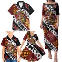 Personalised Papua New Guinea Bird Drum Family Matching Puletasi and Hawaiian Shirt Papuan Batik Motif