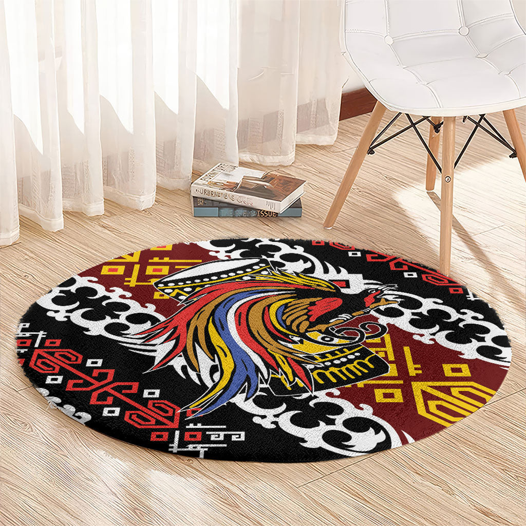 Papua New Guinea Bird Drum Round Carpet Papuan Batik Motif