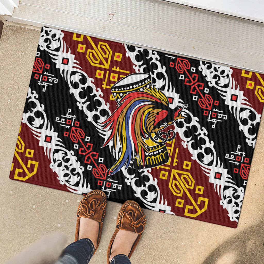 Papua New Guinea Bird Drum Rubber Doormat Papuan Batik Motif