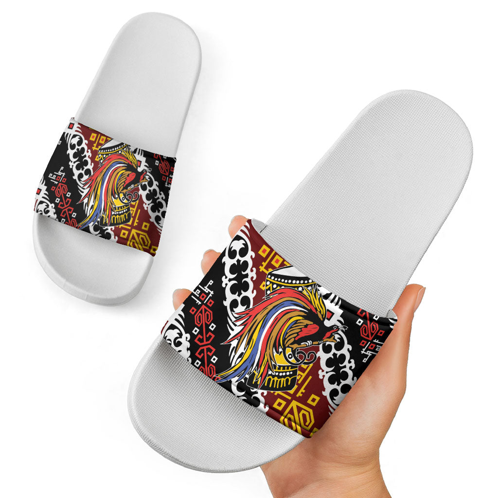 Papua New Guinea Bird Drum Slide Sandals Papuan Batik Motif
