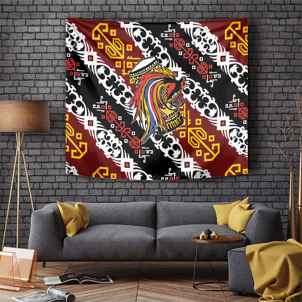 Papua New Guinea Bird Drum Tapestry Papuan Batik Motif
