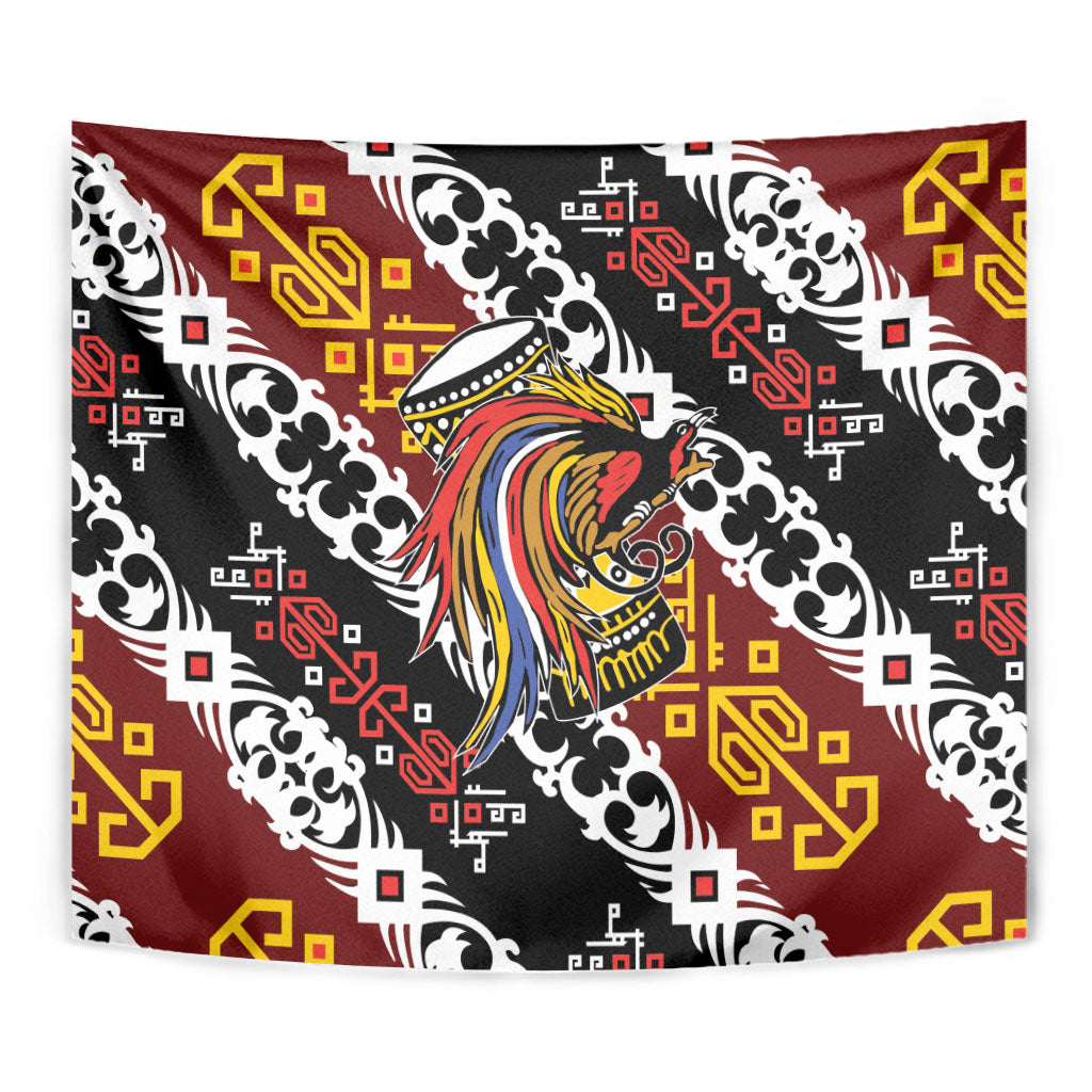 Papua New Guinea Bird Drum Tapestry Papuan Batik Motif