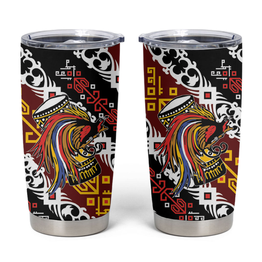 Papua New Guinea Bird Drum Tumbler Cup Papuan Batik Motif